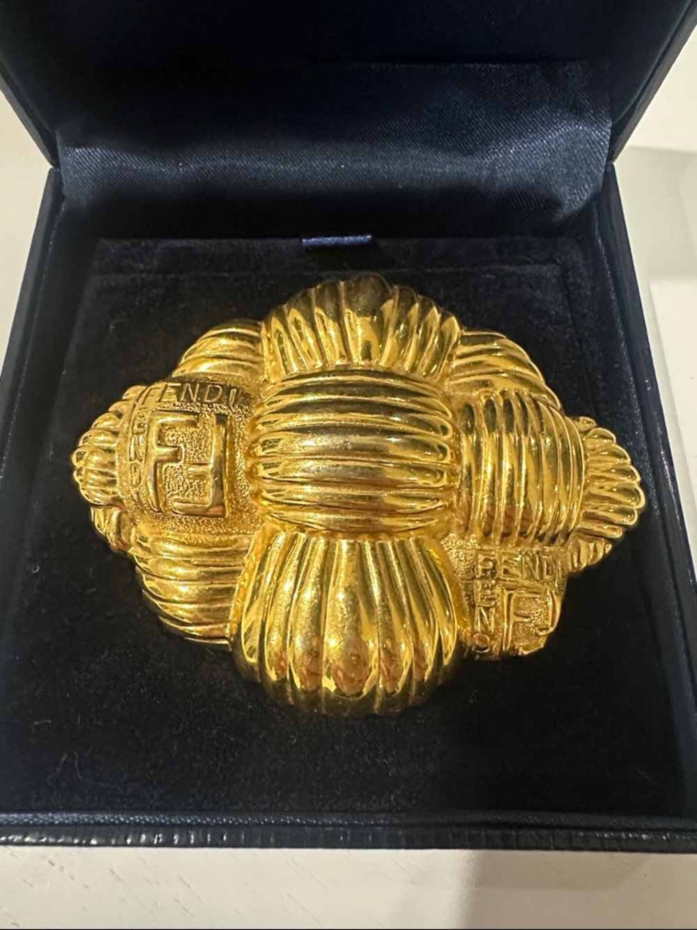 Fendi Gold “Croissant” Brooch